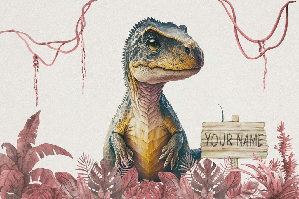 Baby t-rex i den rosa djungeln