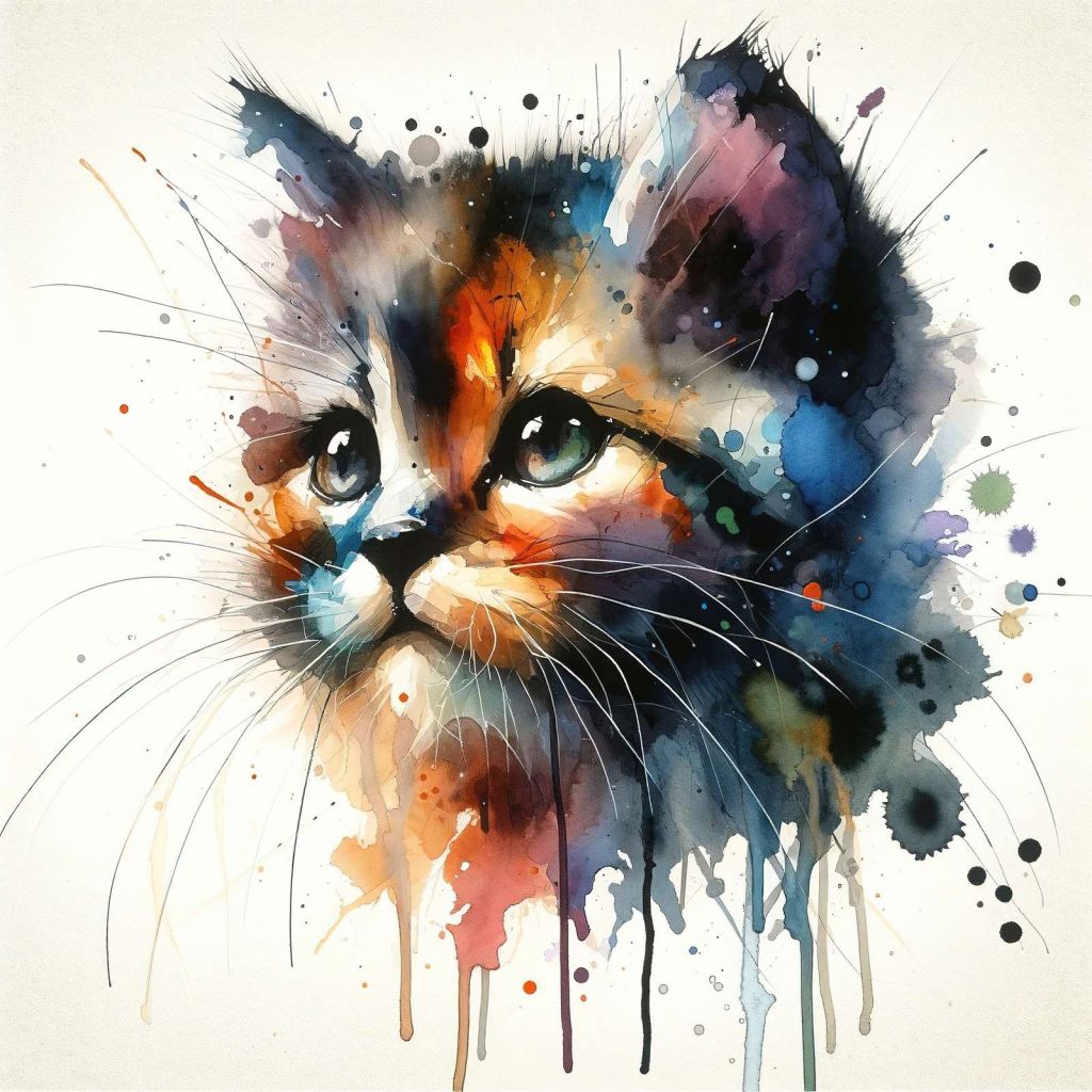 Watercolor Kitty Cat